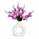 Artificial Purple Floral Arrangement in Ring Shaped Vase