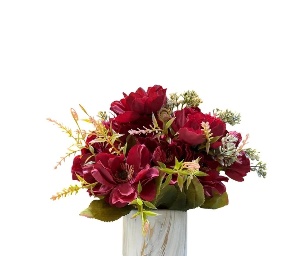 Elegant Artificial Red Floral Arrangement (13 Stem)