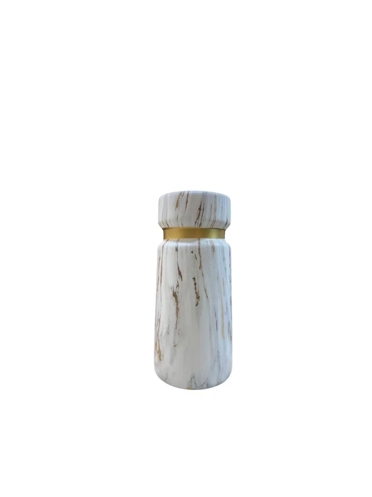 White Marble Finish Gold Vase