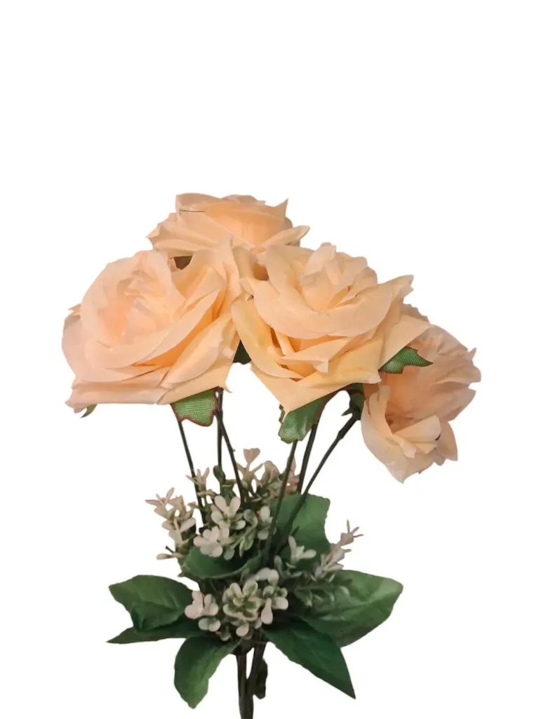 Classic Peach Artificial Floral Bunch with White Gypsy Fillers